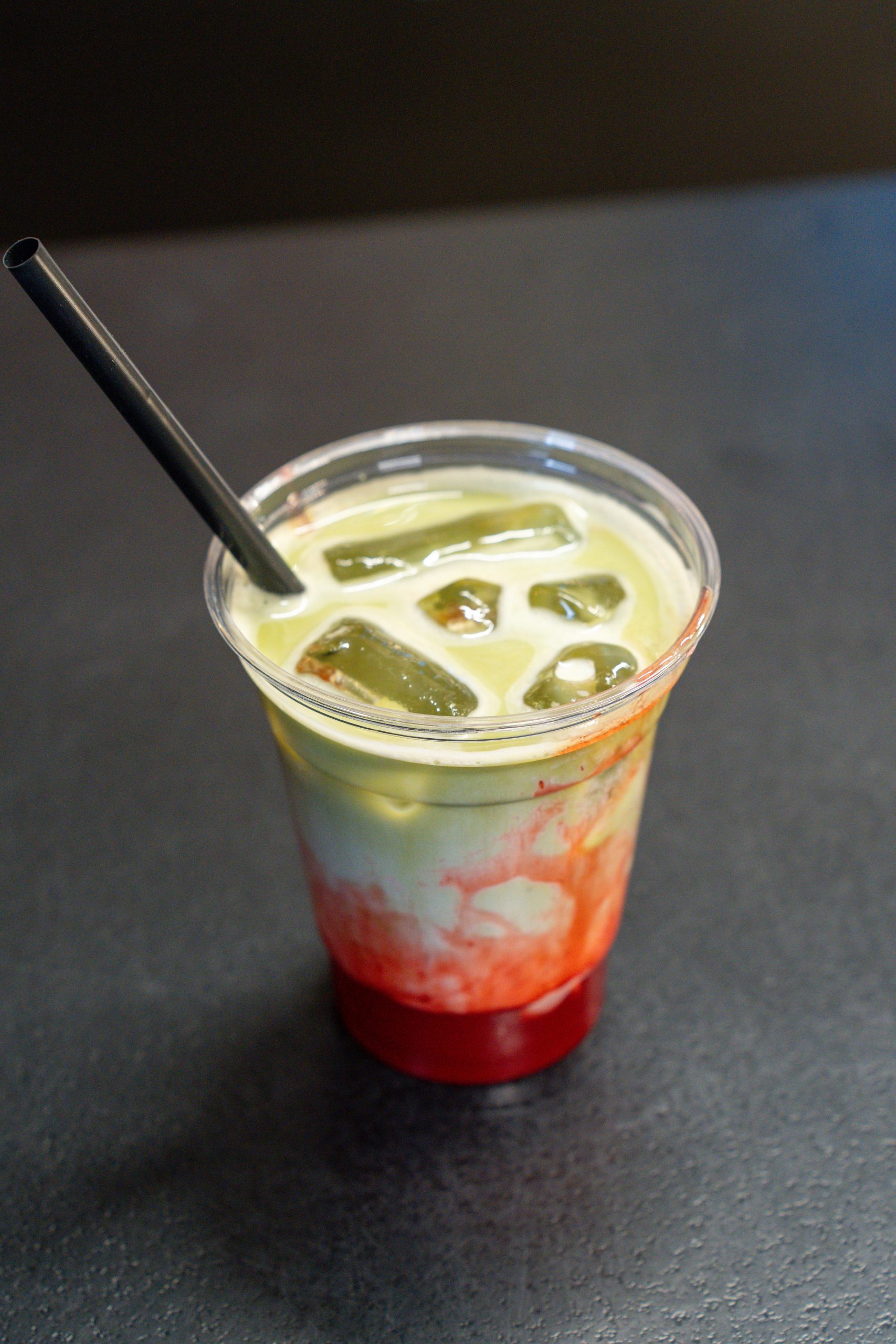 Iced matcha with strawberry
