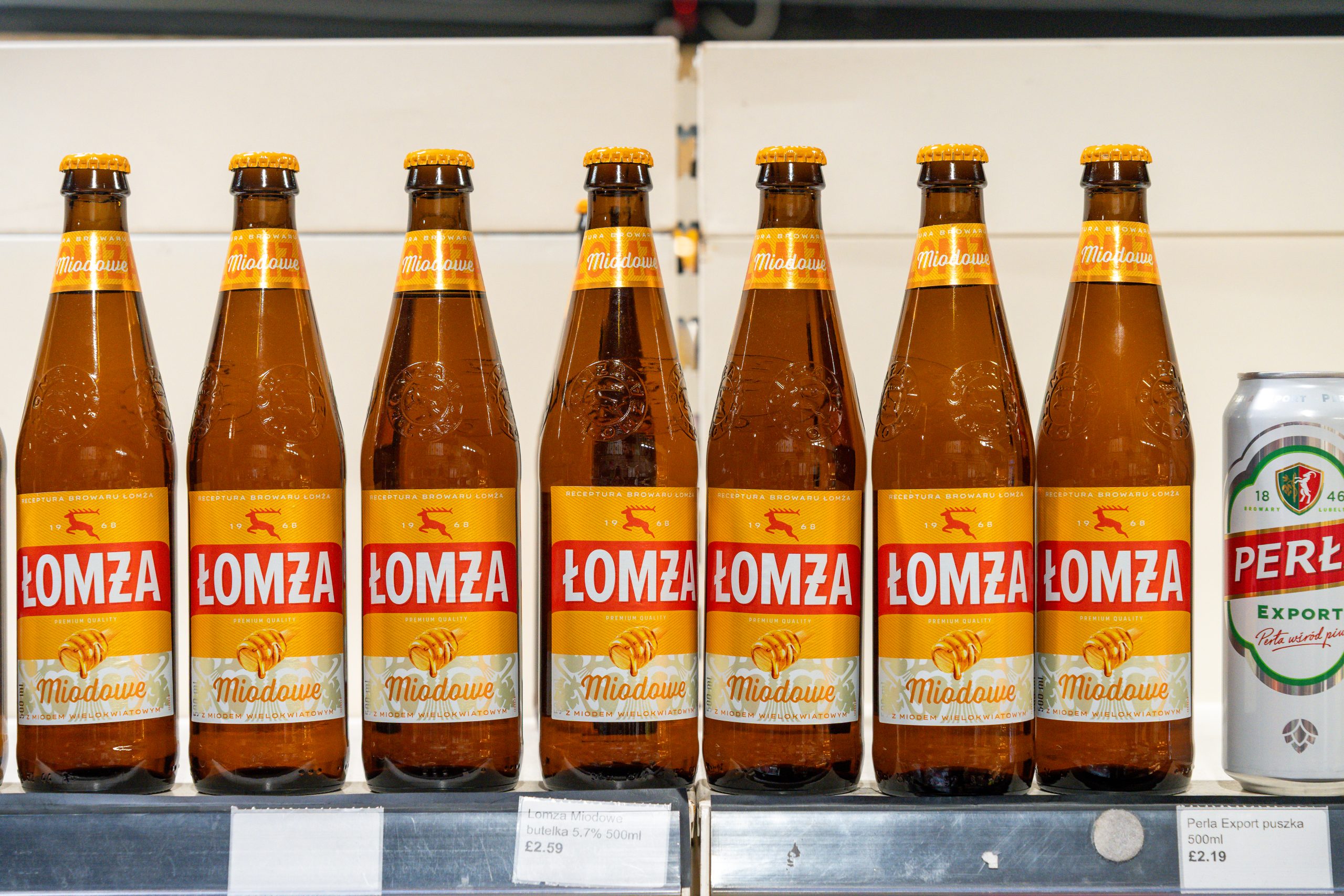 Lomza beer bottles
