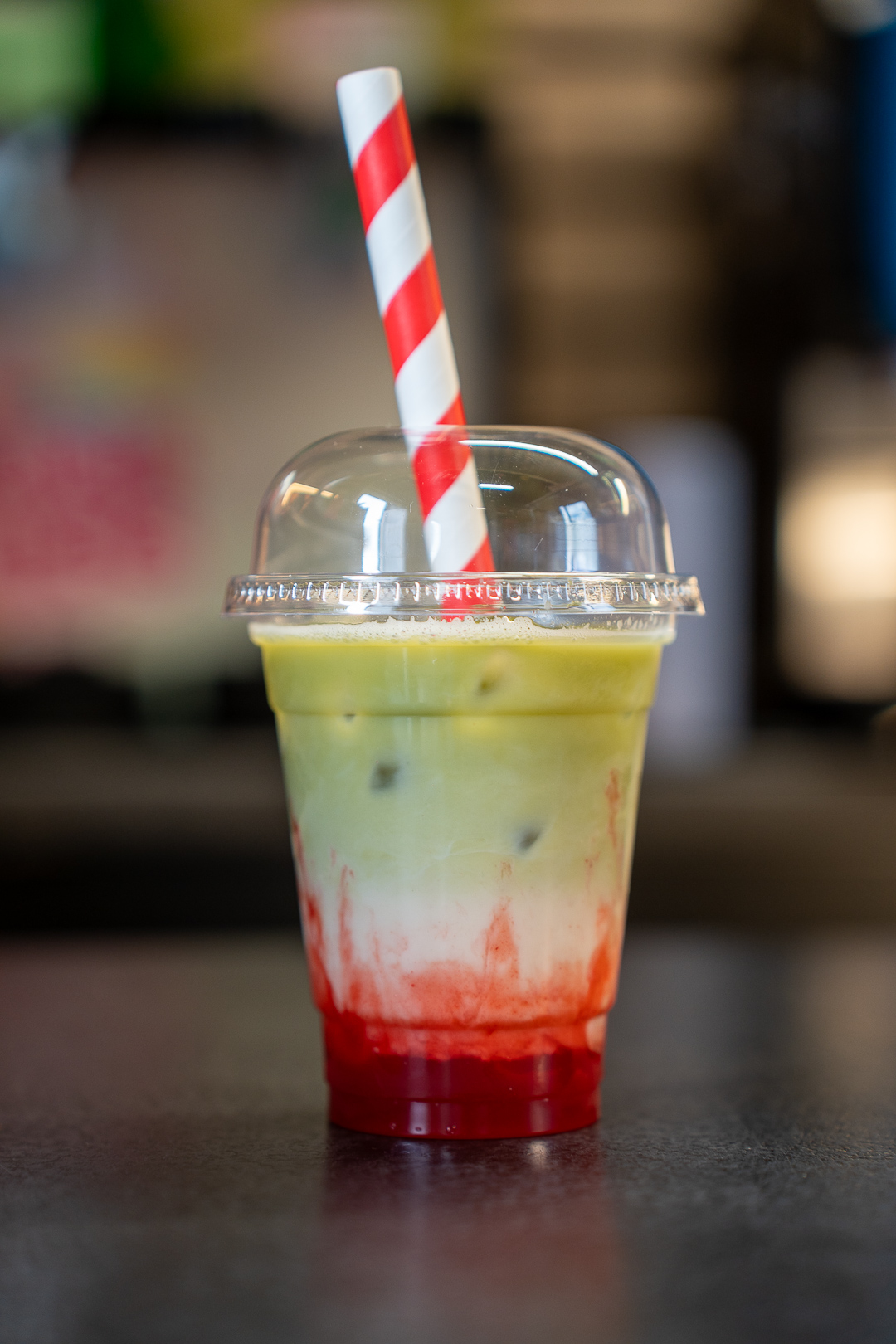 Iced matcha with strawberry